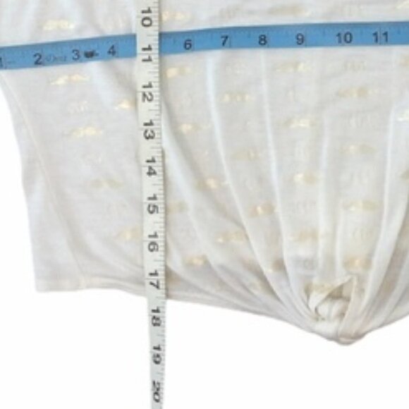 PINK BERRY Mustache Oui Top Women's Size Medium Gold White Novelty Print - Picture 4 of 7